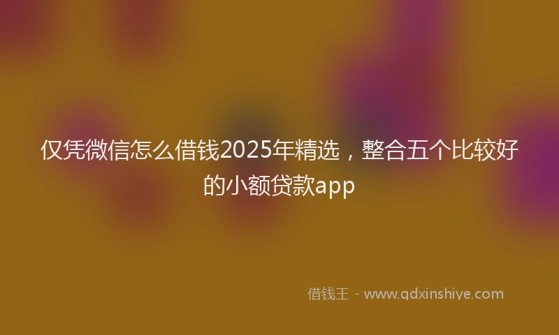 仅凭微信怎么借钱2025年精选，整合五个比较好的小额贷款app
