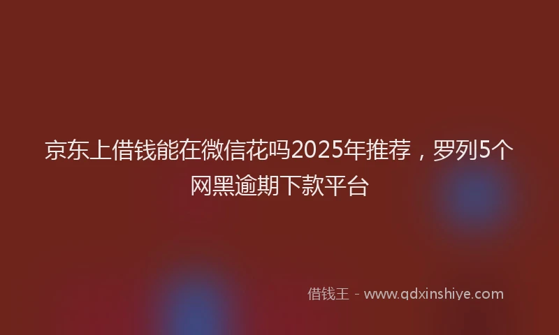 京东上借钱能在微信花吗2025年推荐，罗列5个网黑逾期下款平台