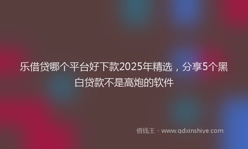 乐借贷哪个平台好下款2025年精选，分享5个黑白贷款不是高炮的软件