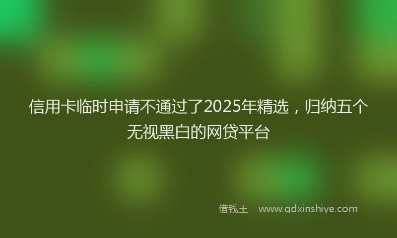 信用卡临时申请不通过了2025年精选，归纳五个无视黑白的网贷平台