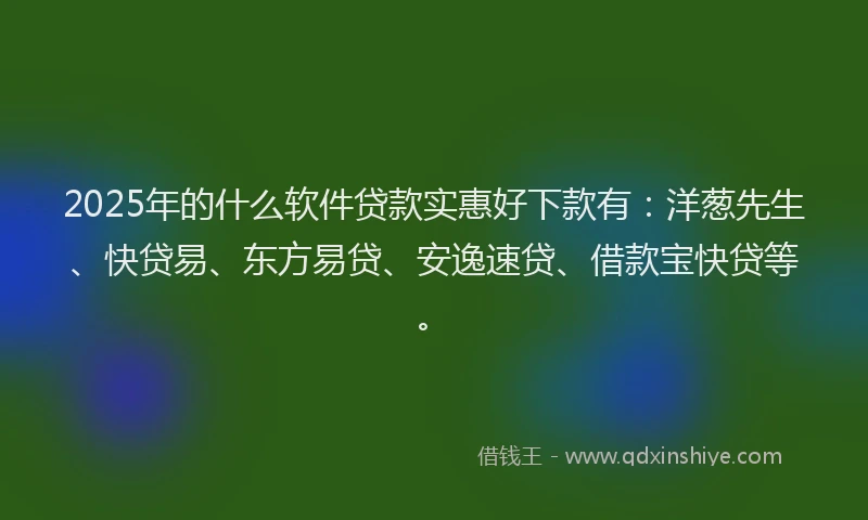 2025年的什么软件贷款实惠好下款有：洋葱先生、快贷易、东方易贷、安逸速贷、借款宝快贷等。