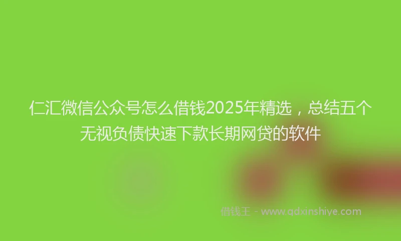 仁汇微信公众号怎么借钱2025年精选，总结五个无视负债快速下款长期网贷的软件