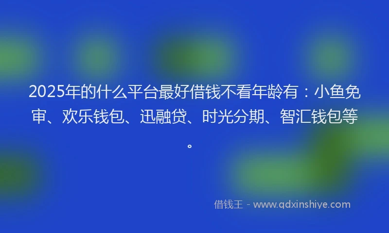 2025年的什么平台最好借钱不看年龄有：小鱼免审、欢乐钱包、迅融贷、时光分期、智汇钱包等。