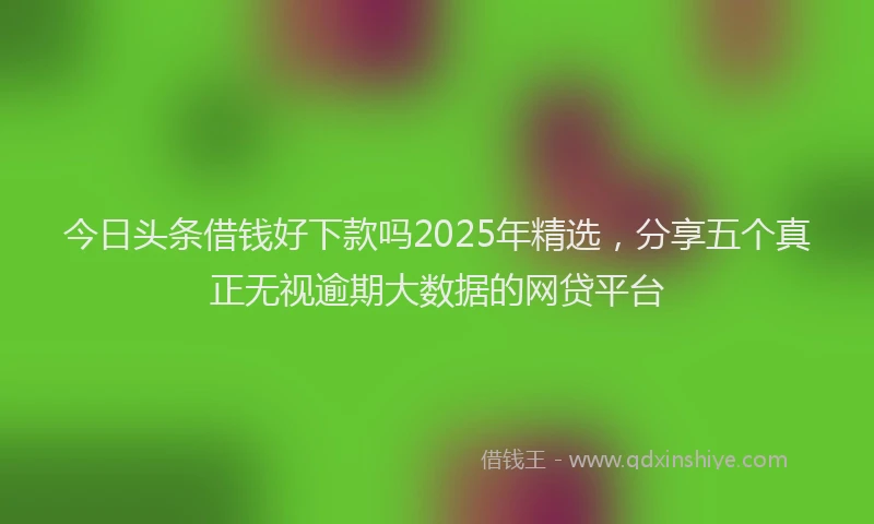 今日头条借钱好下款吗2025年精选，分享五个真正无视逾期大数据的网贷平台