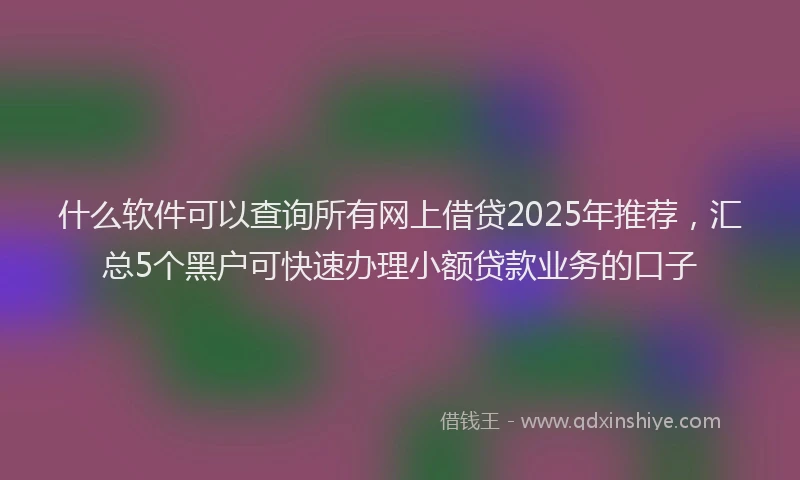 什么软件可以查询所有网上借贷2025年推荐，汇总5个黑户可快速办理小额贷款业务的口子