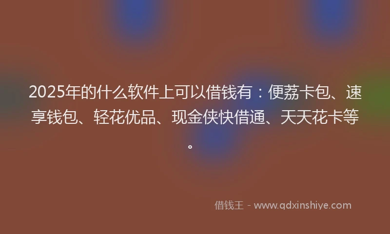 2025年的什么软件上可以借钱有：便荔卡包、速享钱包、轻花优品、现金侠快借通、天天花卡等。