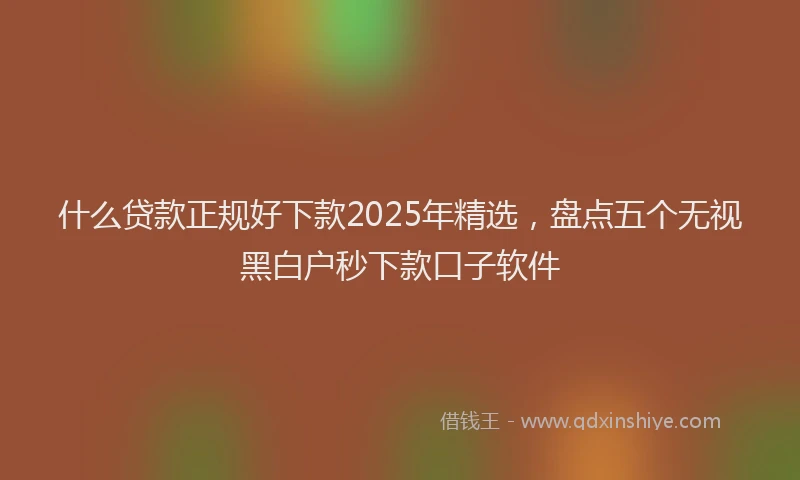 什么贷款正规好下款2025年精选，盘点五个无视黑白户秒下款口子软件