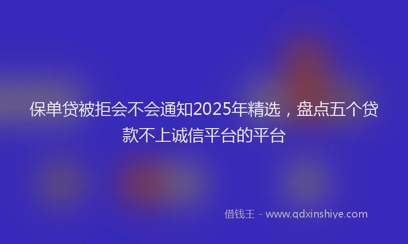 保单贷被拒会不会通知2025年精选，盘点五个贷款不上诚信平台的平台