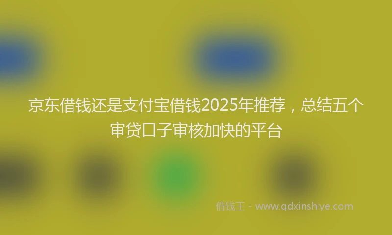 京东借钱还是支付宝借钱2025年推荐，总结五个审贷口子审核加快的平台
