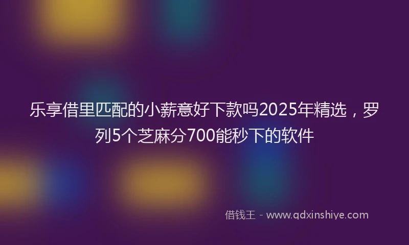乐享借里匹配的小薪意好下款吗2025年精选，罗列5个芝麻分700能秒下的软件