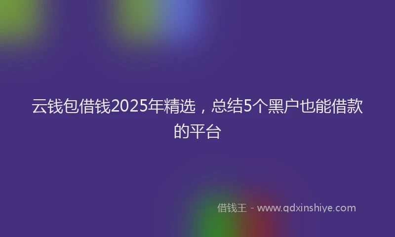 云钱包借钱2025年精选，总结5个黑户也能借款的平台