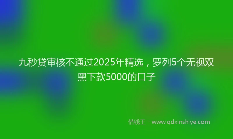 九秒贷审核不通过2025年精选，罗列5个无视双黑下款5000的口子