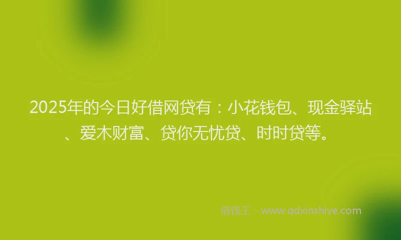2025年的今日好借网贷有：小花钱包、现金驿站、爱木财富、贷你无忧贷、时时贷等。