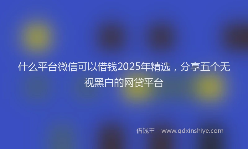 什么平台微信可以借钱2025年精选，分享五个无视黑白的网贷平台