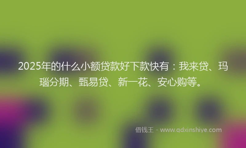 2025年的什么小额贷款好下款快有：我来贷、玛瑙分期、甄易贷、新一花、安心购等。