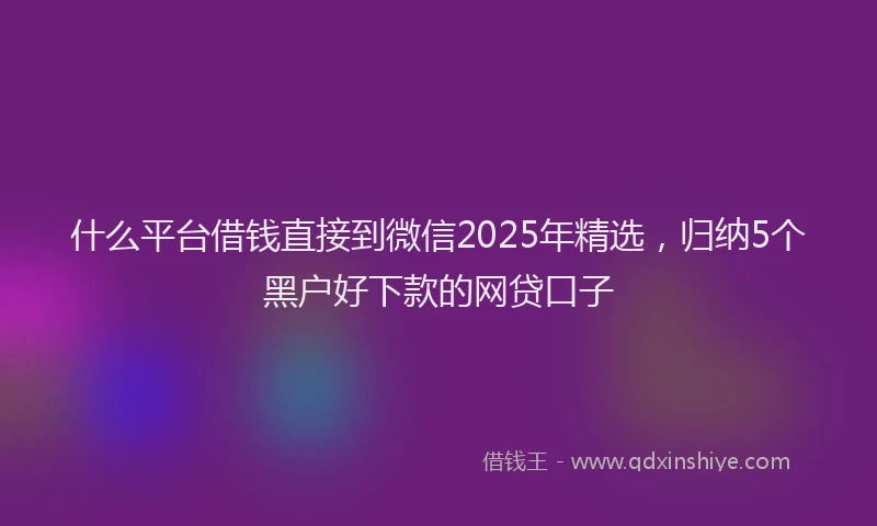什么平台借钱直接到微信2025年精选，归纳5个黑户好下款的网贷口子