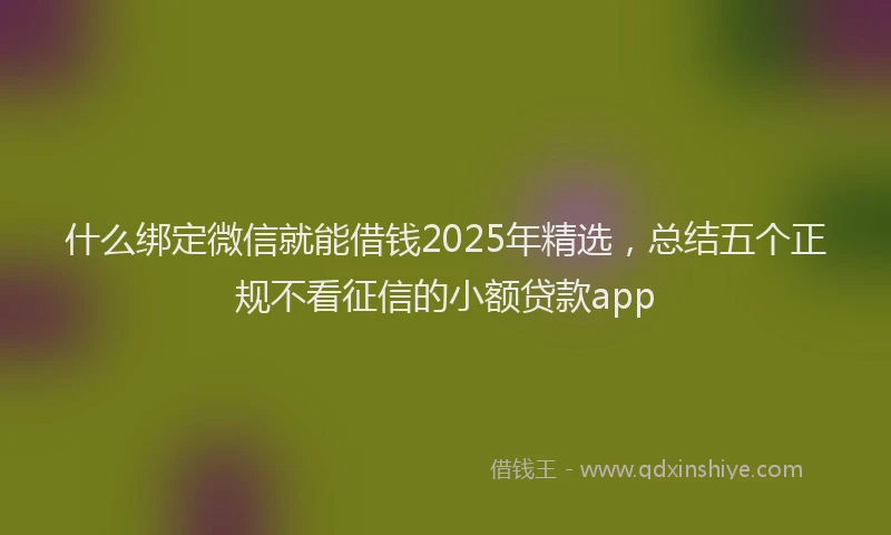 什么绑定微信就能借钱2025年精选，总结五个正规不看征信的小额贷款app