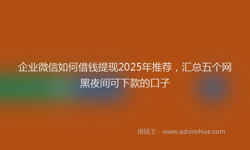 企业微信如何借钱提现2025年推荐，汇总五个网黑夜间可下款的口子