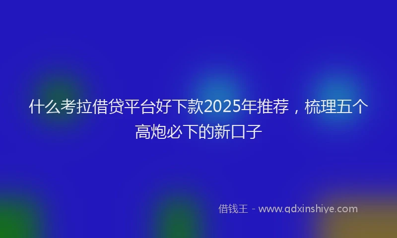 什么考拉借贷平台好下款2025年推荐，梳理五个高炮必下的新口子