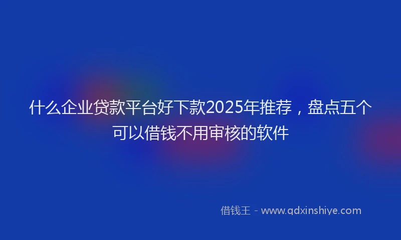 什么企业贷款平台好下款2025年推荐，盘点五个可以借钱不用审核的软件