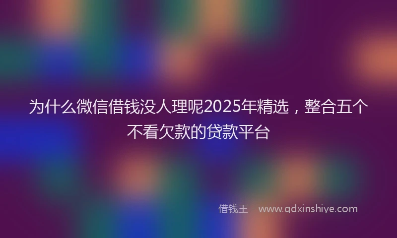 为什么微信借钱没人理呢2025年精选，整合五个不看欠款的贷款平台