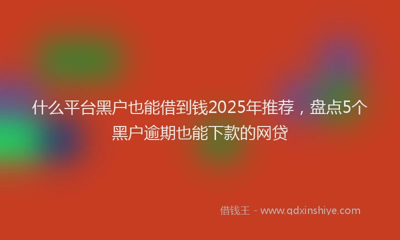 什么平台黑户也能借到钱2025年推荐，盘点5个黑户逾期也能下款的网贷