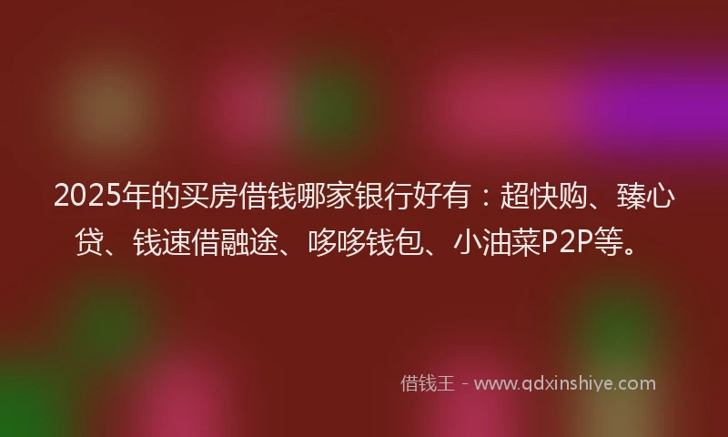 2025年的买房借钱哪家银行好有：超快购、臻心贷、钱速借融途、哆哆钱包、小油菜P2P等。
