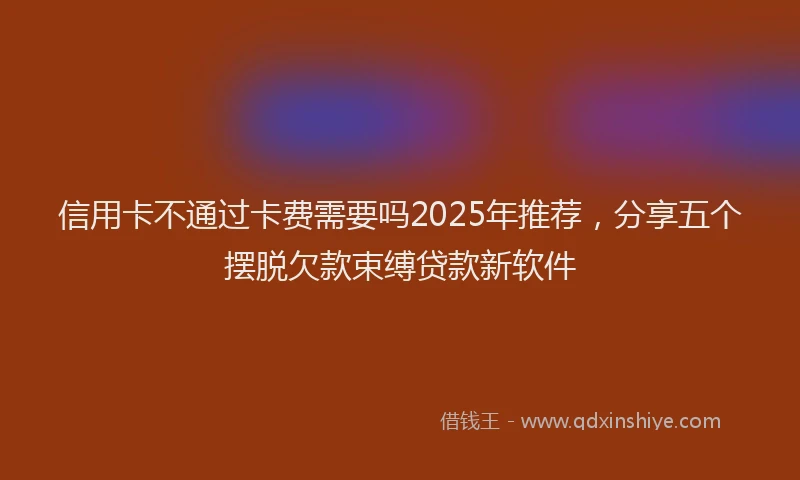 信用卡不通过卡费需要吗2025年推荐，分享五个摆脱欠款束缚贷款新软件