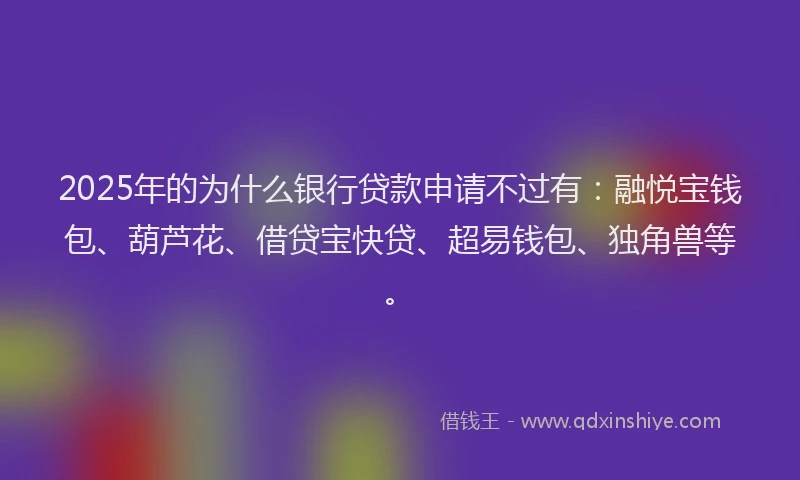 2025年的为什么银行贷款申请不过有：融悦宝钱包、葫芦花、借贷宝快贷、超易钱包、独角兽等。