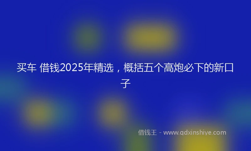 买车 借钱2025年精选，概括五个高炮必下的新口子