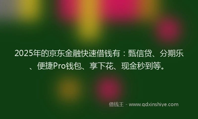 2025年的京东金融快速借钱有：甄信贷、分期乐、便捷Pro钱包、享下花、现金秒到等。