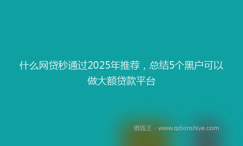 什么网贷秒通过2025年推荐，总结5个黑户可以做大额贷款平台