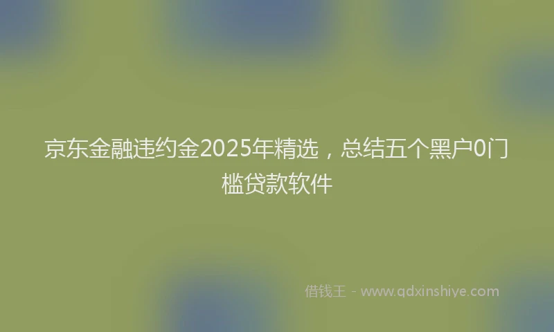 京东金融违约金2025年精选，总结五个黑户0门槛贷款软件