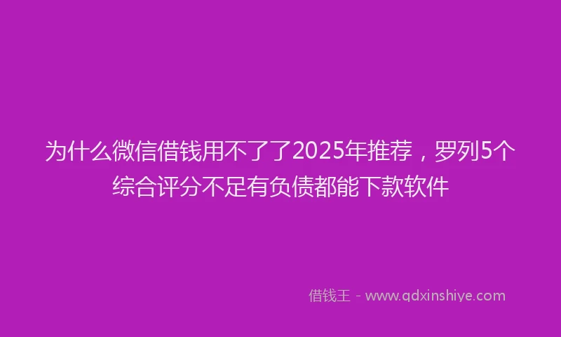 为什么微信借钱用不了了2025年推荐，罗列5个综合评分不足有负债都能下款软件