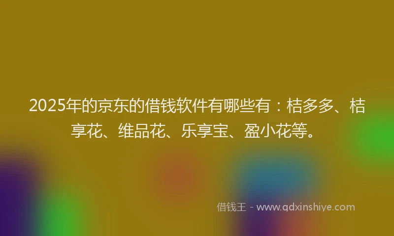 2025年的京东的借钱软件有哪些有：桔多多、桔享花、维品花、乐享宝、盈小花等。