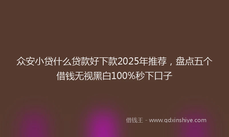 众安小贷什么贷款好下款2025年推荐，盘点五个借钱无视黑白100%秒下口子