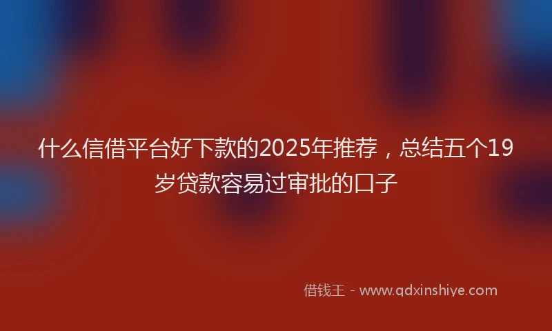什么信借平台好下款的2025年推荐，总结五个19岁贷款容易过审批的口子