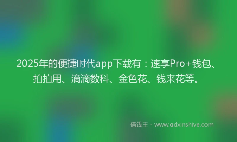 2025年的便捷时代app下载有：速享Pro+钱包、拍拍用、滴滴数科、金色花、钱来花等。