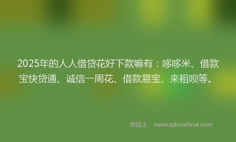 2025年的人人借贷花好下款嘛有：哆哆米、借款宝快贷通、诚信一周花、借款易宝、来租呗等。