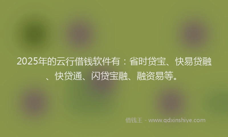 2025年的云行借钱软件有：省时贷宝、快易贷融、快贷通、闪贷宝融、融资易等。