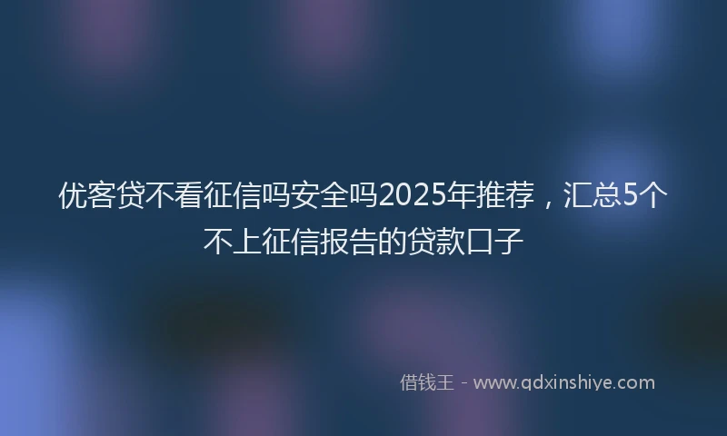优客贷不看征信吗安全吗2025年推荐，汇总5个不上征信报告的贷款口子