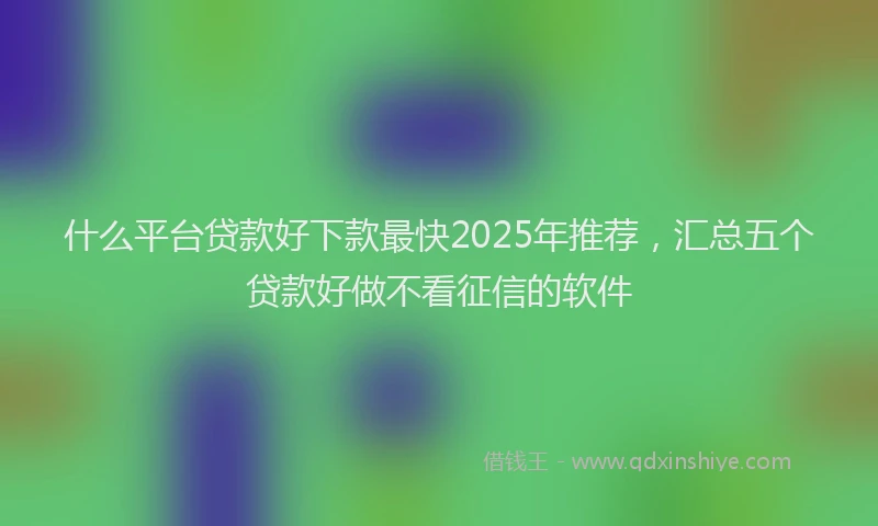 什么平台贷款好下款最快2025年推荐，汇总五个贷款好做不看征信的软件