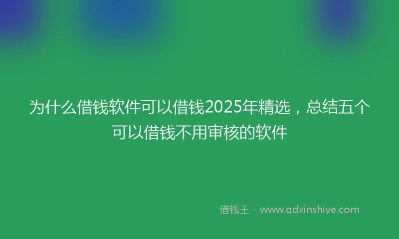 为什么借钱软件可以借钱2025年精选，总结五个可以借钱不用审核的软件