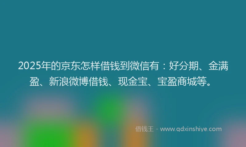 2025年的京东怎样借钱到微信有：好分期、金满盈、新浪微博借钱、现金宝、宝盈商城等。
