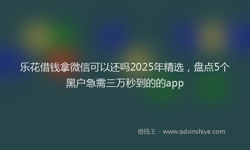 乐花借钱拿微信可以还吗2025年精选，盘点5个黑户急需三万秒到的的app