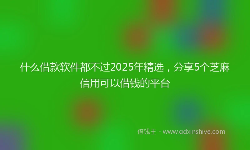 什么借款软件都不过2025年精选，分享5个芝麻信用可以借钱的平台