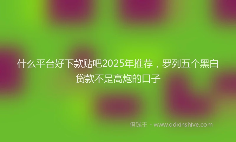 什么平台好下款贴吧2025年推荐，罗列五个黑白贷款不是高炮的口子