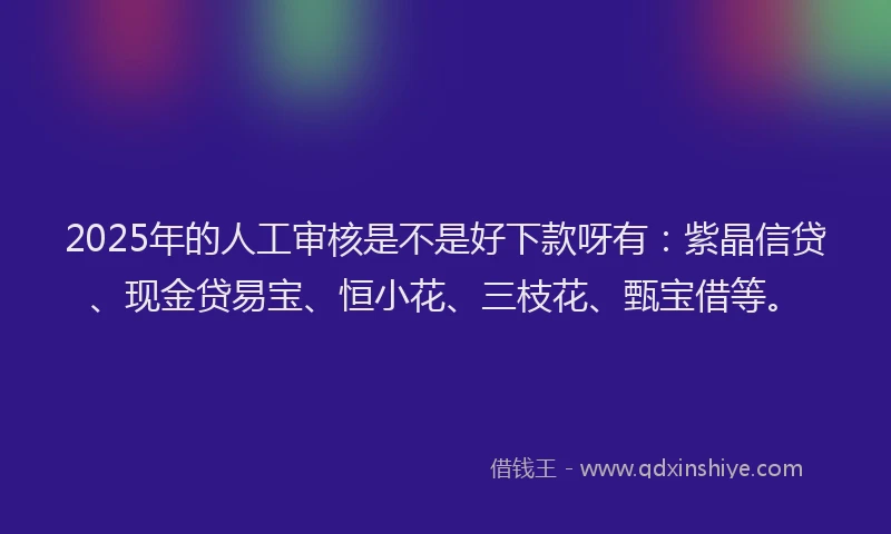 2025年的人工审核是不是好下款呀有：紫晶信贷、现金贷易宝、恒小花、三枝花、甄宝借等。