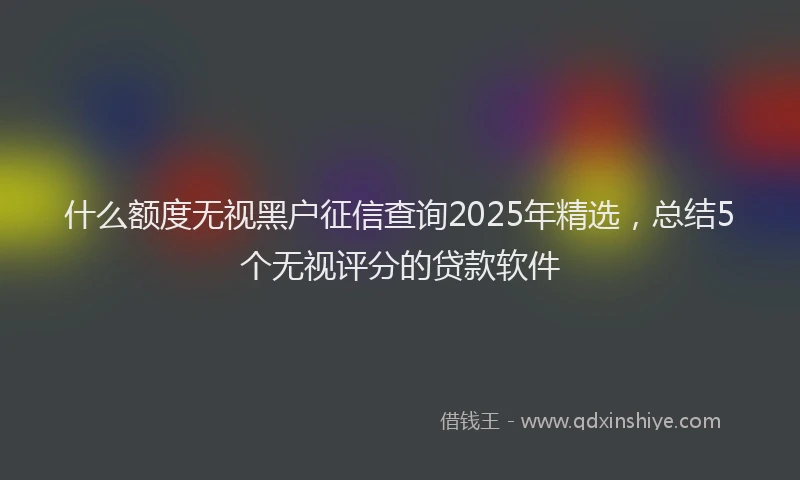 什么额度无视黑户征信查询2025年精选，总结5个无视评分的贷款软件