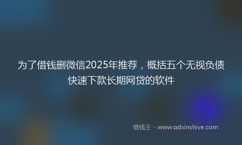 为了借钱删微信2025年推荐，概括五个无视负债快速下款长期网贷的软件